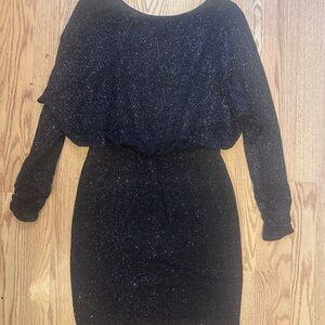 Elegant‎ Black Glitter Dress Jessica Howard Sparkle Size Six